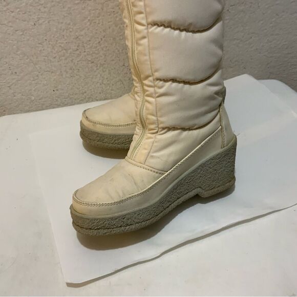 Vintage Nordica winter  front zip wedge Fur Boots cream size 36 Italy - Picture 8 of 15